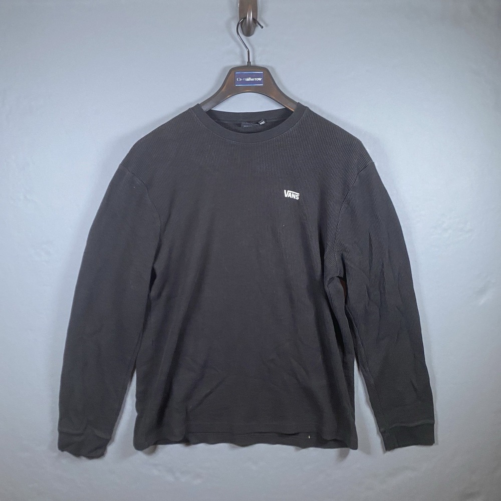 Vans Thermal Long Sleeve Shirt Mens XXL Black Waffle Knit Skateboard Logo